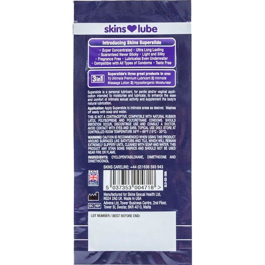 SKINS Superslide Lubricante a Base de Silicona 5 ml