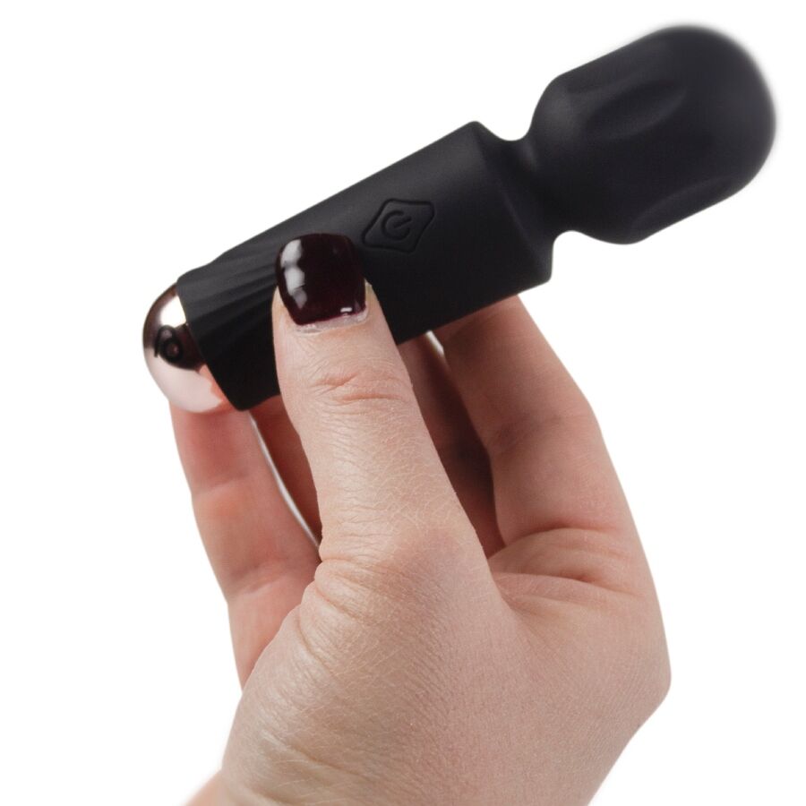 Rocks-Off Mini Rechargeable Wand 16 Functions Black Tulip