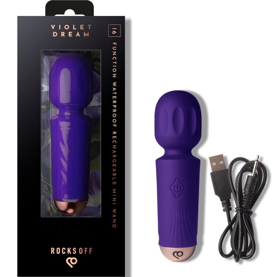 Rocks-Off Mini Wand Recargable 16 Funciones Violet Dream