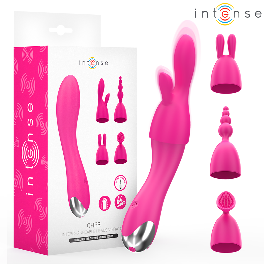 Vibrador Intense Cher con 20 Patrones y Cabezales Intercambiables