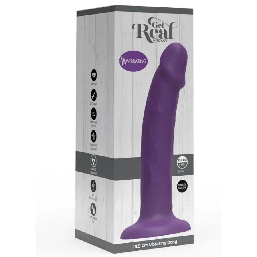 Get Real - Dildo Vibrador de Silicona Realista Púrpura 19,5 cm