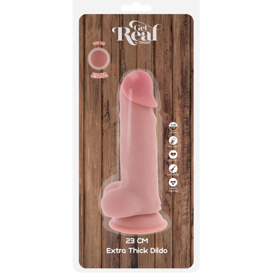 Get Real Deluxe - Pene Realista Extra Grueso 23 cm con Testículos