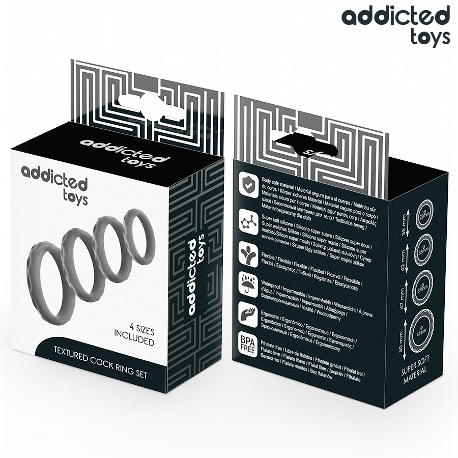 Set de 4 Anillos Penianos Texturizados ADDICTED TOYS