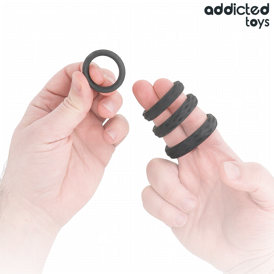 Set de 4 Anillos Penianos Texturizados ADDICTED TOYS