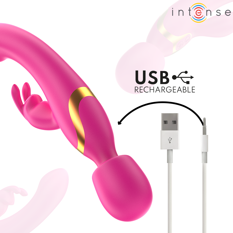 Intense Winona Double Vibrator Rabbit & Wand - Vibrador Recargable USB