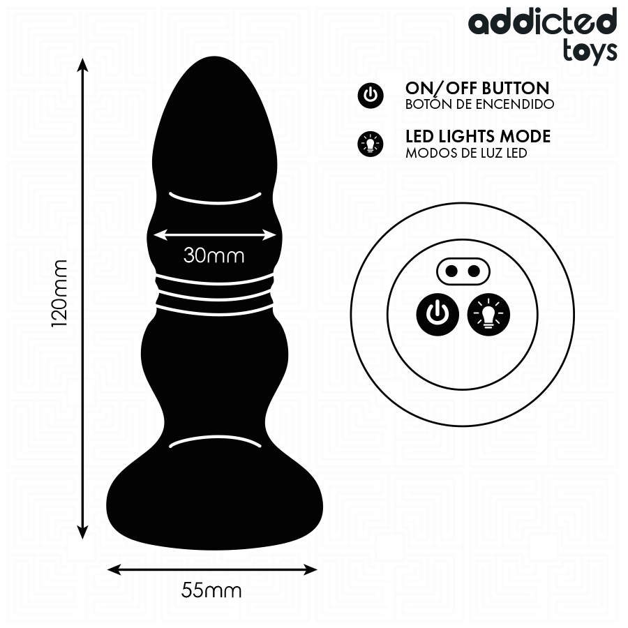 Addicted Toys - Plug Anal Vibrante con Luz LED y Control Remoto