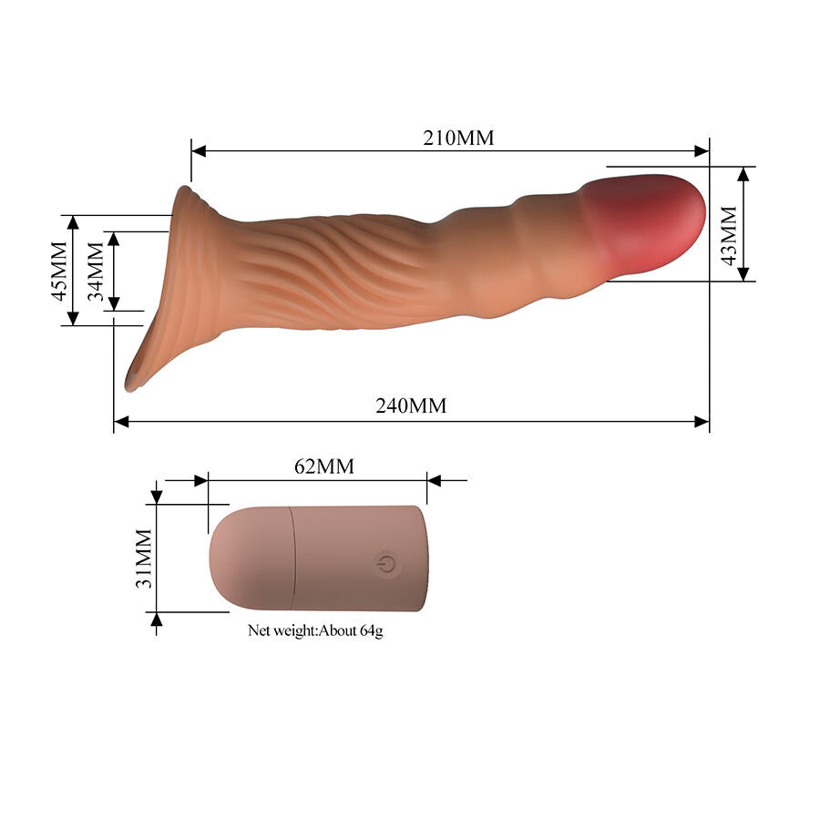 Pretty Love Textured Penis Sleeve con Vibración y Control Remoto