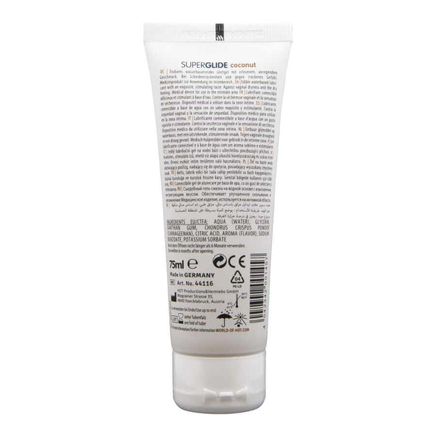 Hot Superglide Lubricante Comestible a Base de Agua Coco 75 ml