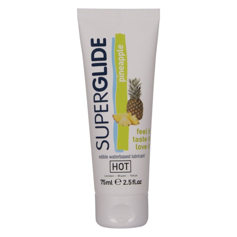 HOT Superglide Lubricante Comestible a Base de Agua Sabor Piña 75 ml