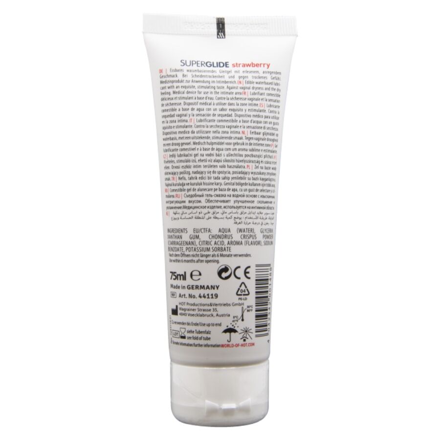 Hot Superglide Lubricante Comestible a Base de Agua Fresa 75 ml
