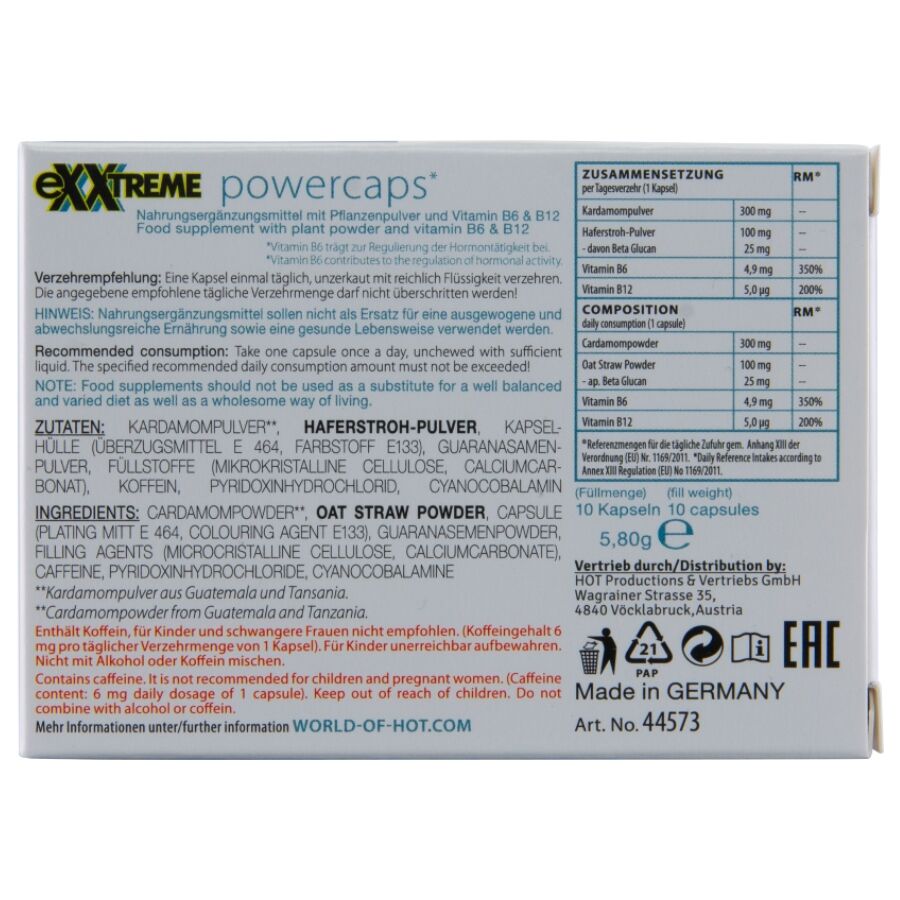 Hot Exxtreme Power Caps Man 10 Unidades