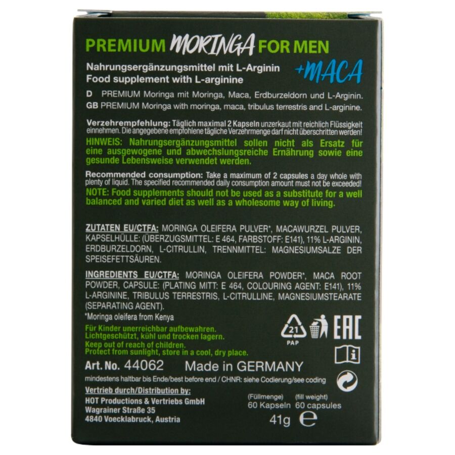 Hot Moringa Men Caps Man 60 Unidades