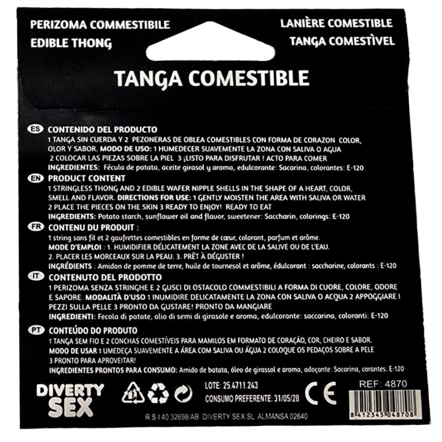 Tanga de Oblea y 2 Pezoneras Sabor Vainilla - Lencería Comestible