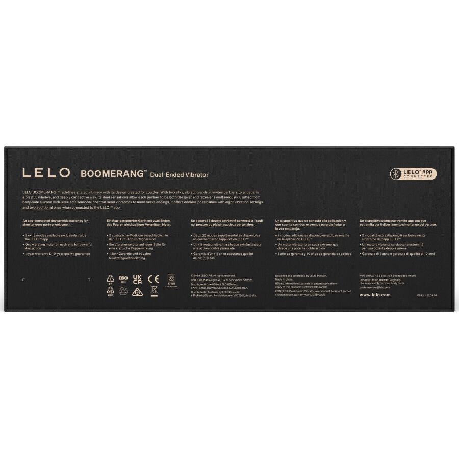 LELO Boomerang Vibrador Doble Extremo - Silicona Premium Morada