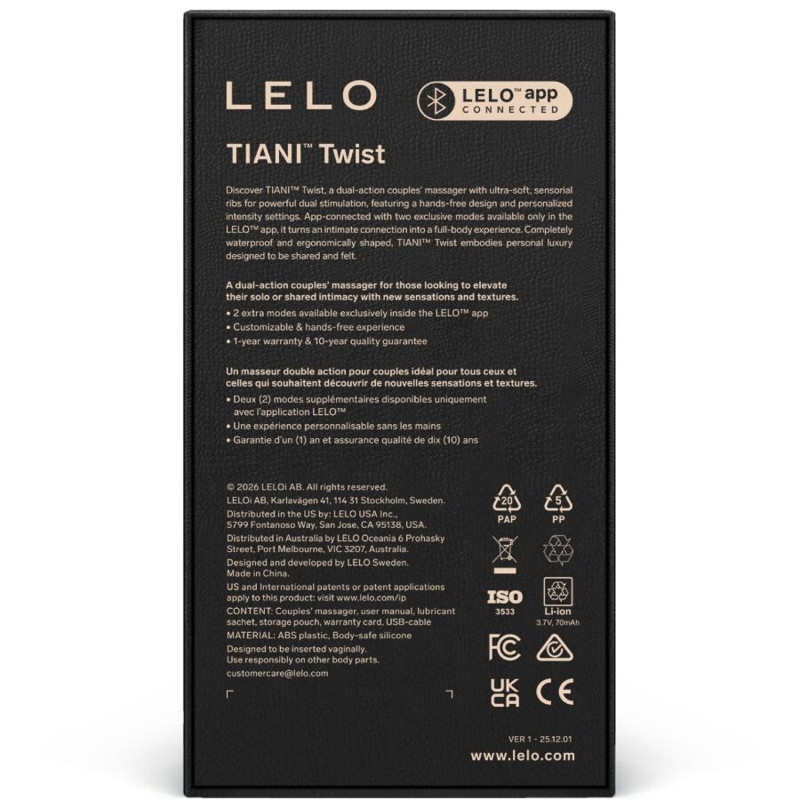 LELO Tiani Twist - Vibrador para Parejas en Lavanda
