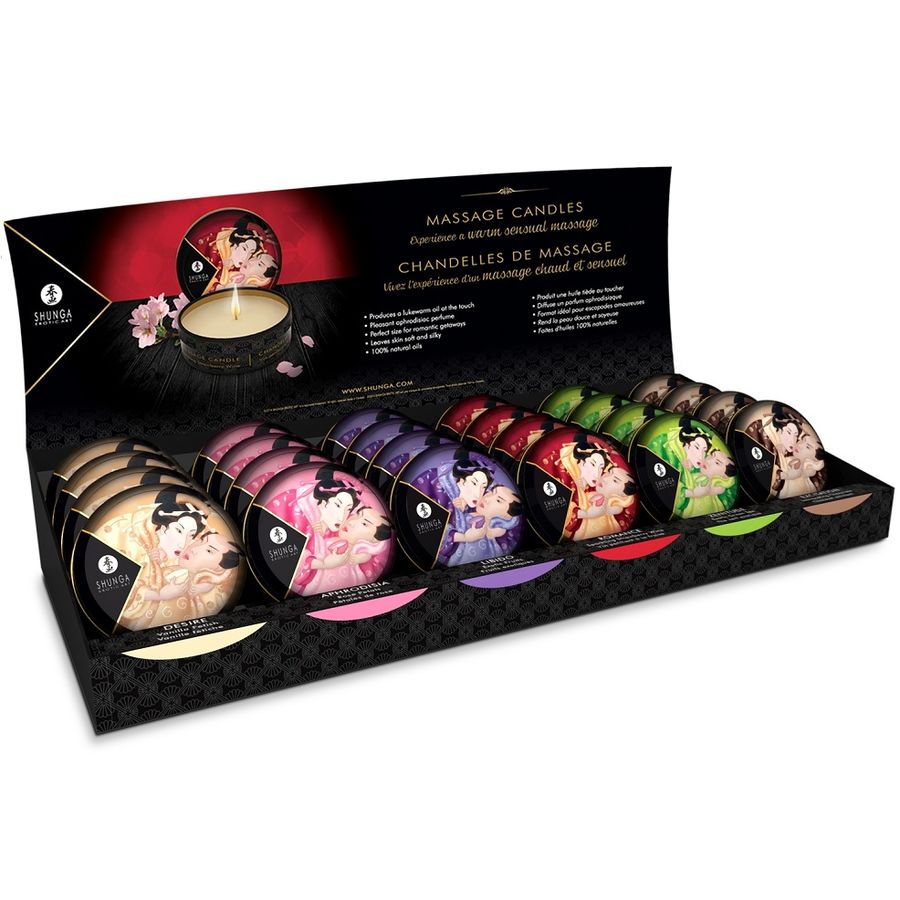 Shunga Mini Caress by Candlelight Display - Pack 24 Velas de Masaje