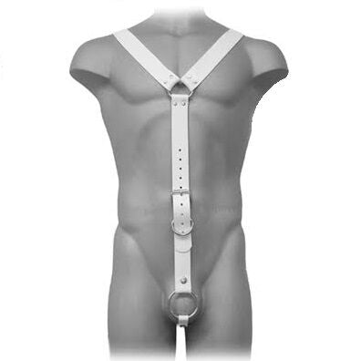 Harness de Cuerpo en Cuero Blanco para Hombre