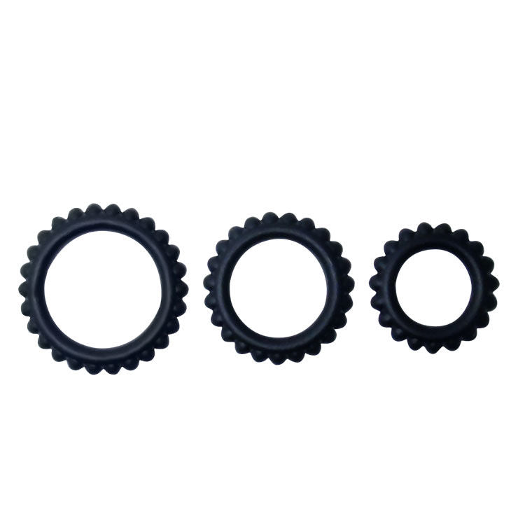 BAILE TITAN SET 3PCS - Anillos Penianos Negro 2.8, 2.4 y 1.9 cm