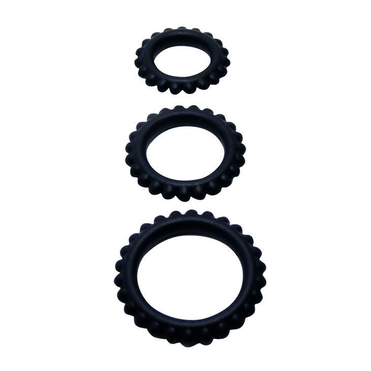 BAILE TITAN SET 3PCS - Anillos Penianos Negro 2.8, 2.4 y 1.9 cm