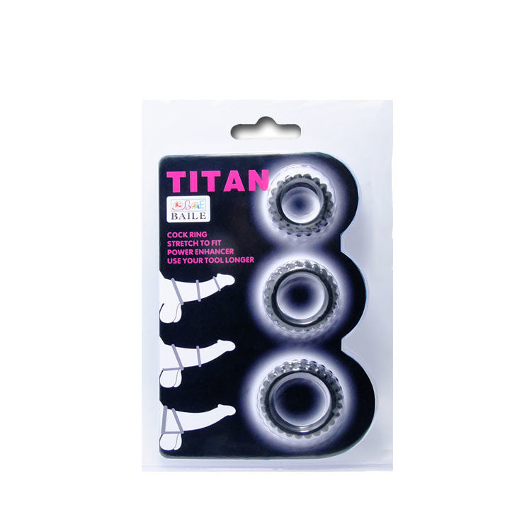 BAILE TITAN SET 3PCS - Anillos Penianos Negro 2.8, 2.4 y 1.9 cm