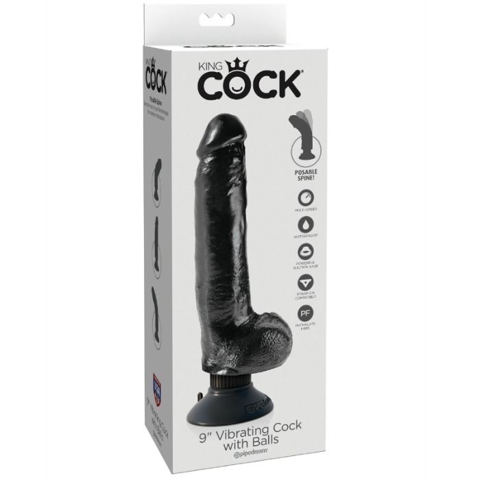King Cock Vibrating 23 cm con Bolas Negro