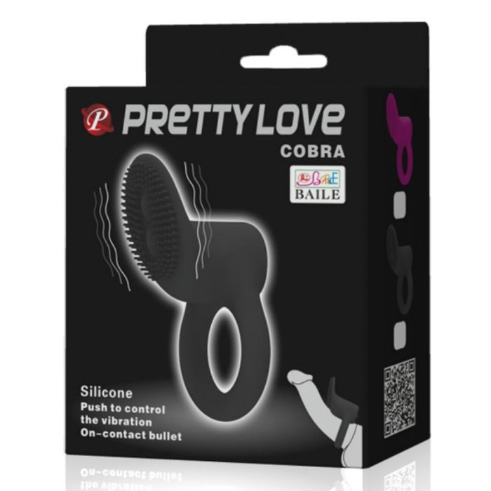 Pretty Love Cobra Vibrator Ring Black - Anillo Vibrador para Hombre