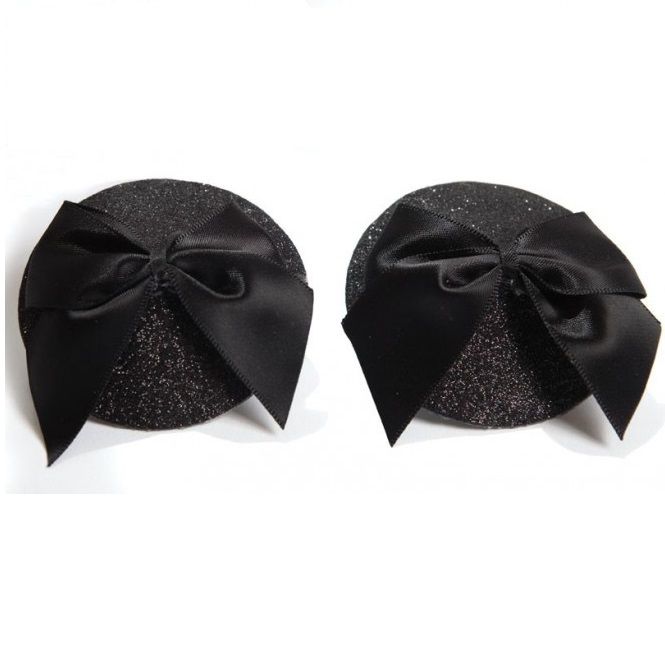 Bijoux Burlesque Shiny Nipple Covers with Bow - Pezoneras Brillantes