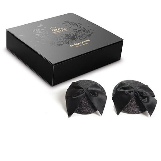 Bijoux Burlesque Shiny Nipple Covers with Bow - Pezoneras Brillantes