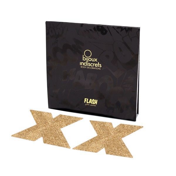 Bijoux Indiscrets Flash Cross Gold - Pezoneras Decorativas Doradas