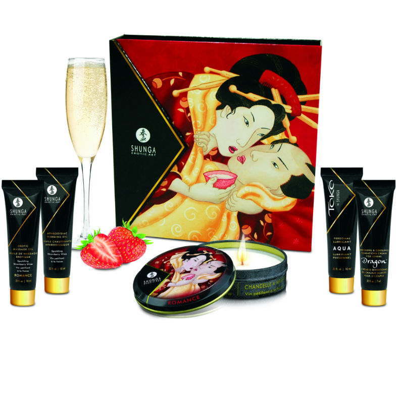 Shunga Secret Geisha Strawberries and Cava Kit - Set de Masaje