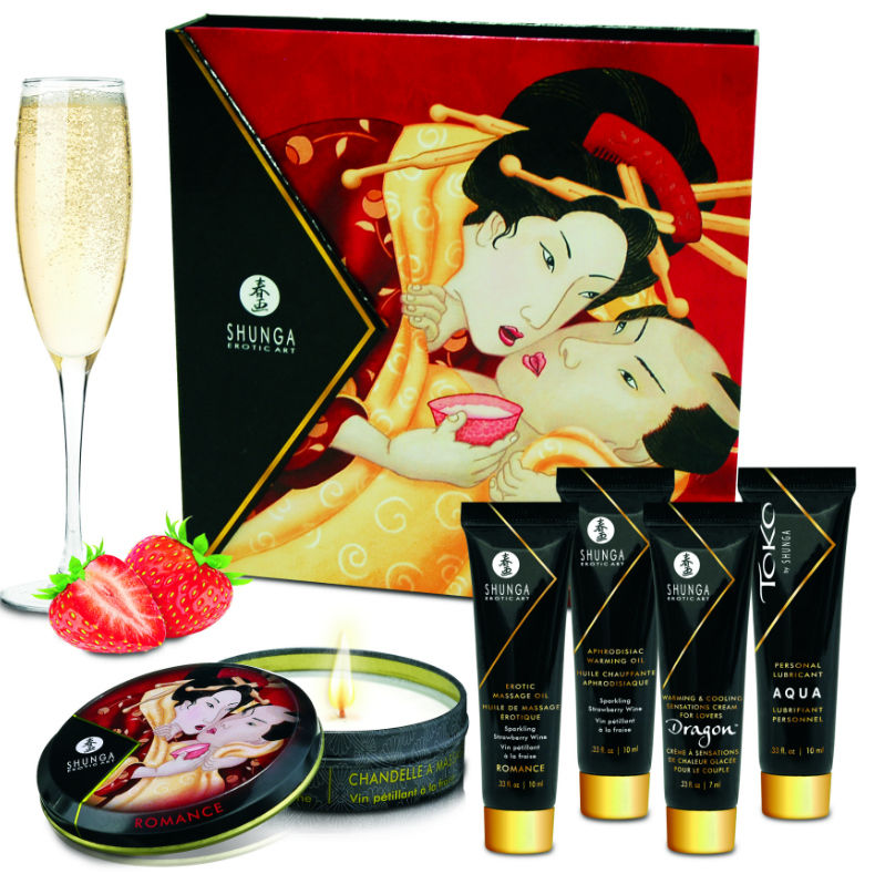 Shunga Secret Geisha Strawberries and Cava Kit - Set de Masaje