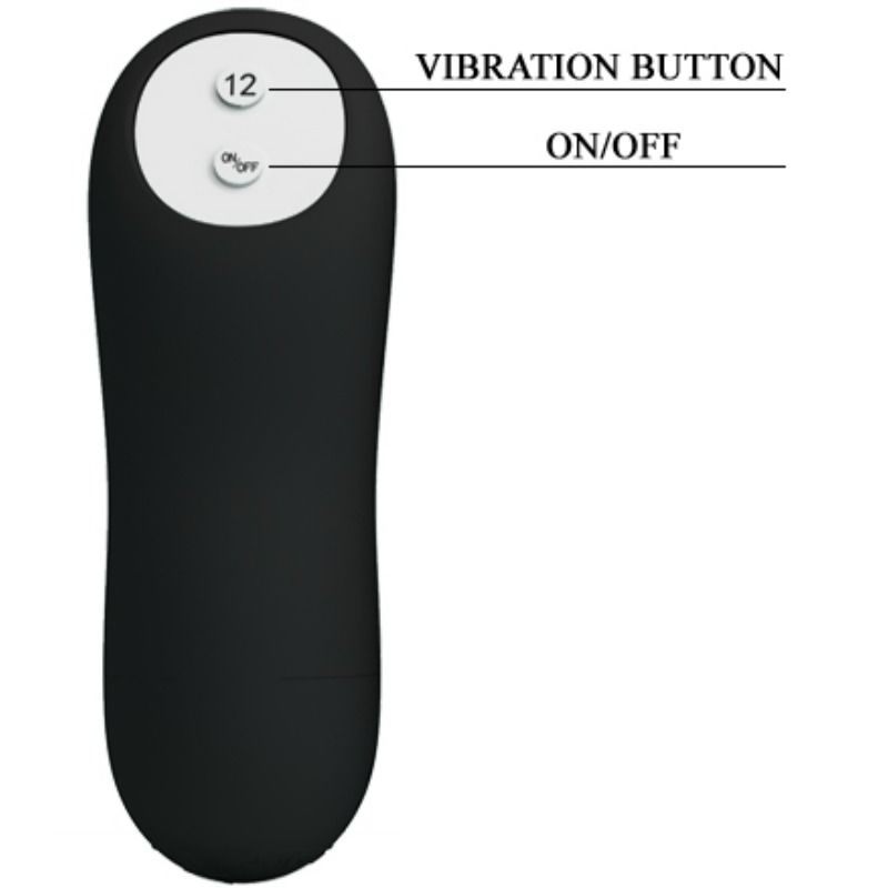 Pretty Love Plug Anal Silicona Forma Pene 12 Vibraciones Negro