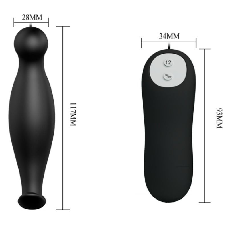 Pretty Love Plug Anal Silicona 12 Modos Vibración Control Remoto