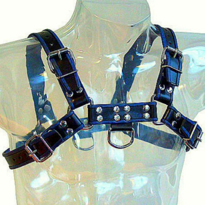 Arnés de Pecho Leather Body - Cuero Azul y Negro
