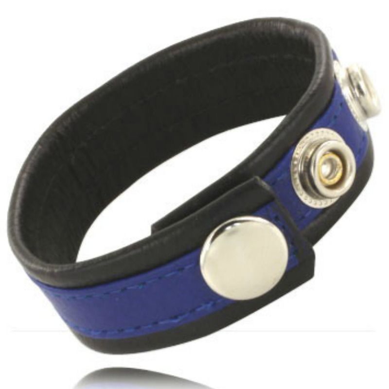 Leather Body Correa Ajustable para Pene Cuero Azul-Negro