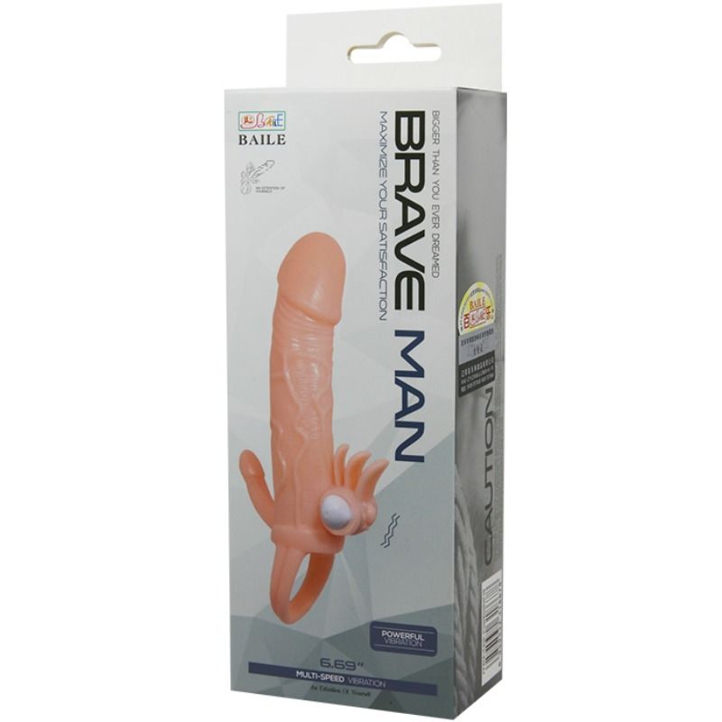 Brave Man Penis Cover - Estimulación Múltiple 16.5 cm