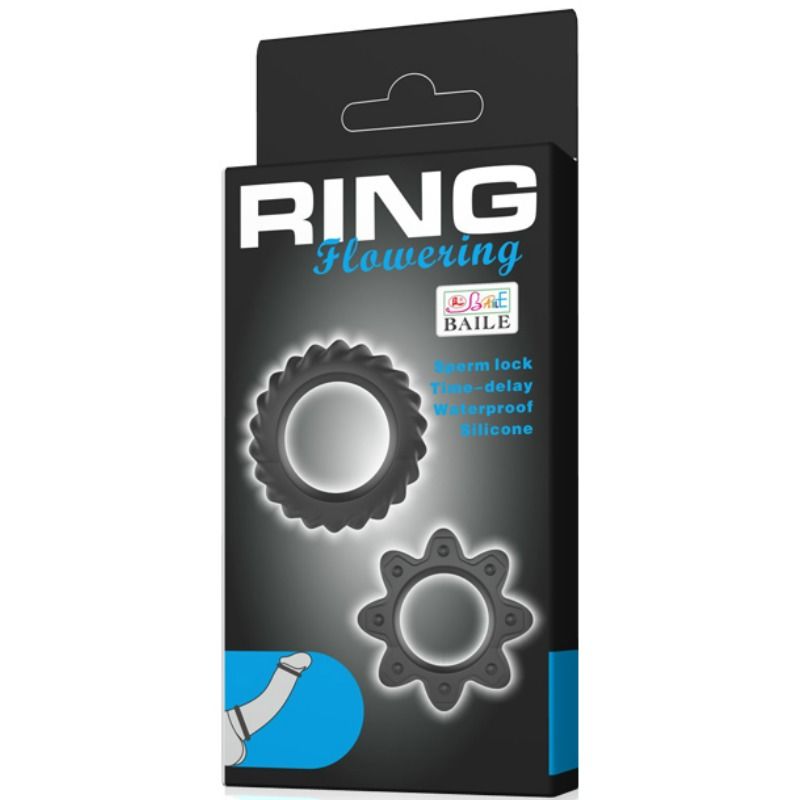 Kit 2 Anillos Peneanos Silicona Flowering - BAILE FOR HIM