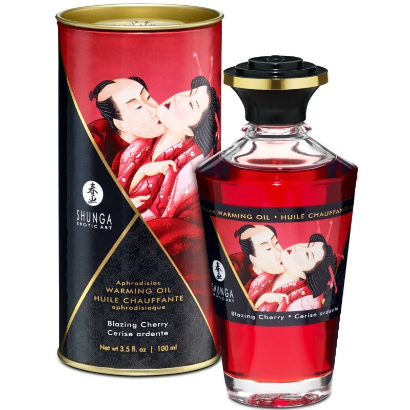 Shunga Heat Effect Massage Oil Intense Cherry - 100 ml