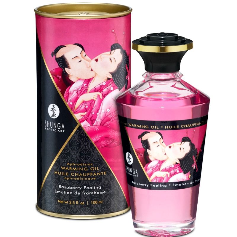 Shunga Heat Effect Massage Oil Intense Raspberry - 100 ml