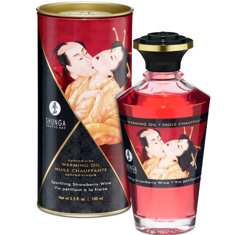 Shunga Strawberries and Cava Heat Effect Massage Oil 100 ml
