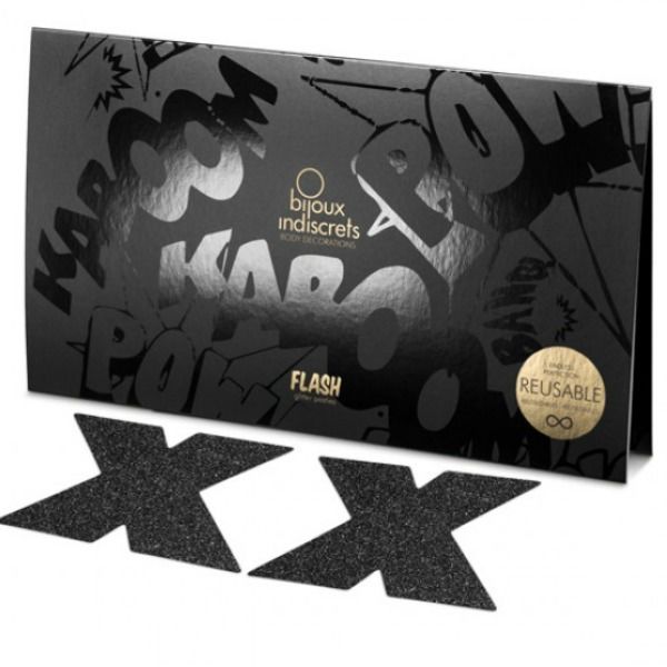 Bijoux Indiscrets Flash Cross Black - Nipple Covers Diseño Cruz