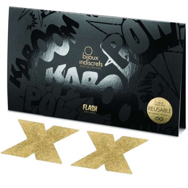 Bijoux Indiscrets Flash Cross Gold - Pezoneras Decorativas Doradas