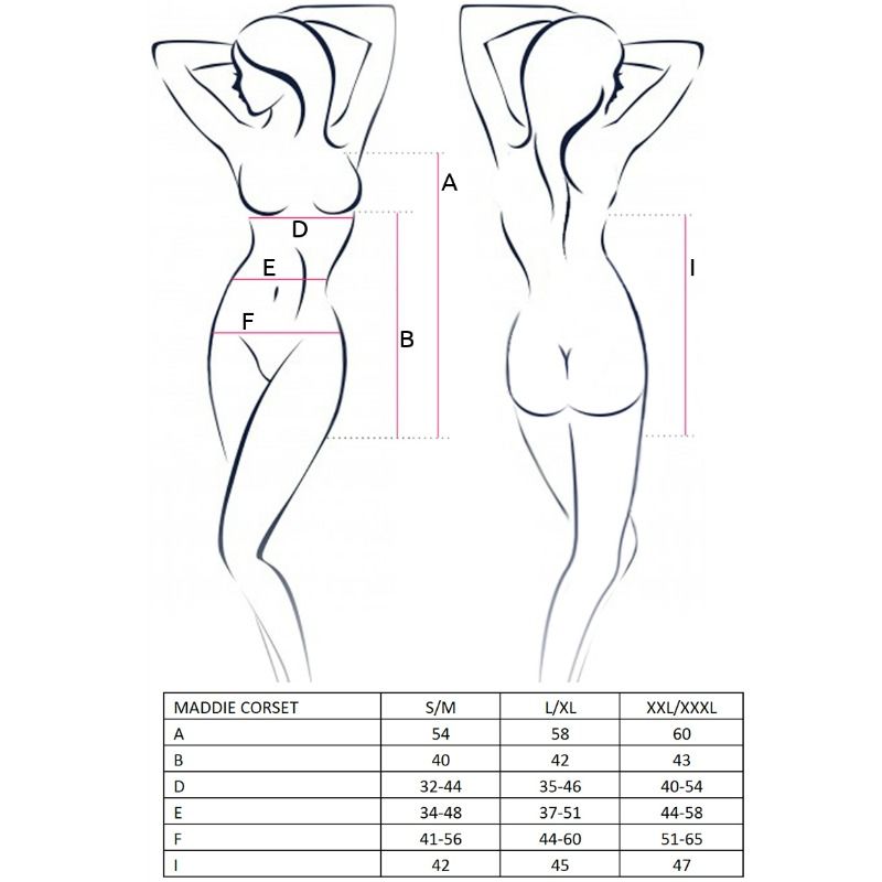Passion Woman Maddie Black Corset S/M - Corpiño Elegante con Tirantes Ajustables