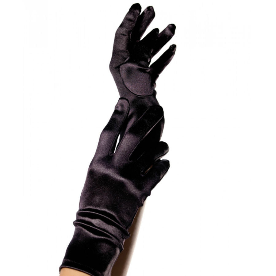 Guantes de Satén Negro Leg Avenue