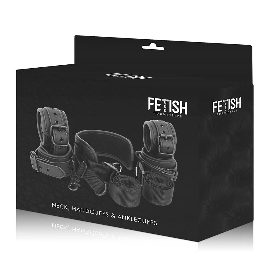 Fetish Submissive Master Position - Arnés con 4 Esposas Acolchadas