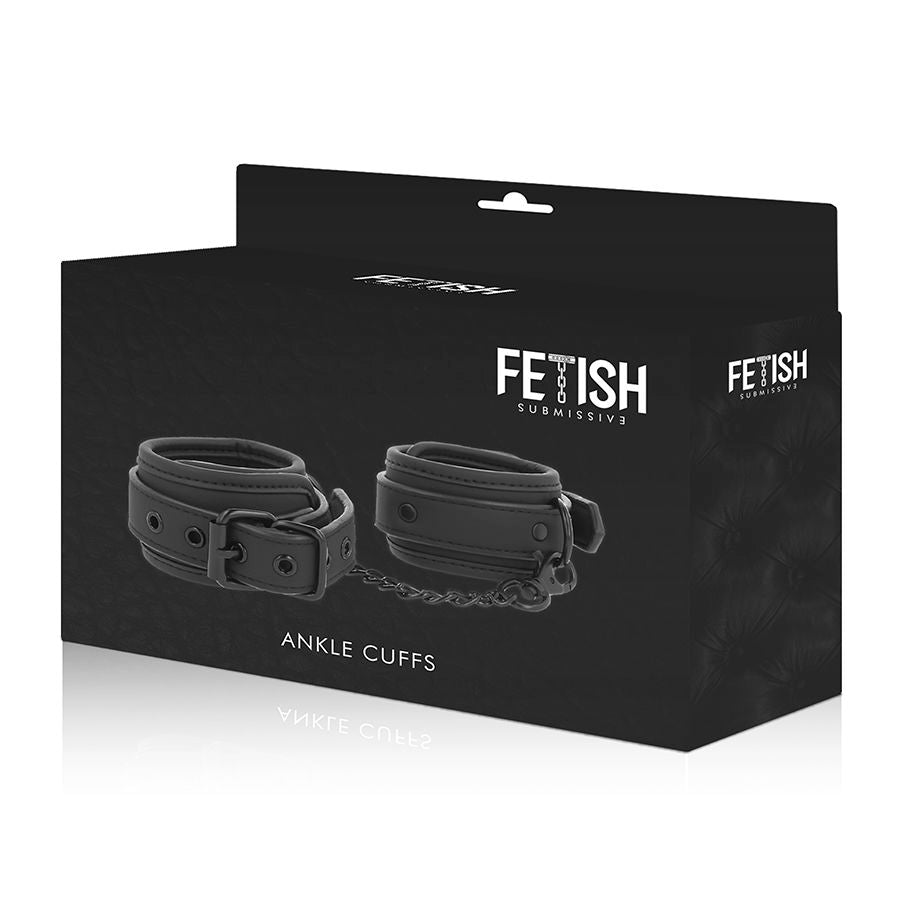Fetish Submissive - Esposas de Tobillo en Cuero Vegano con Forro de Neopreno
