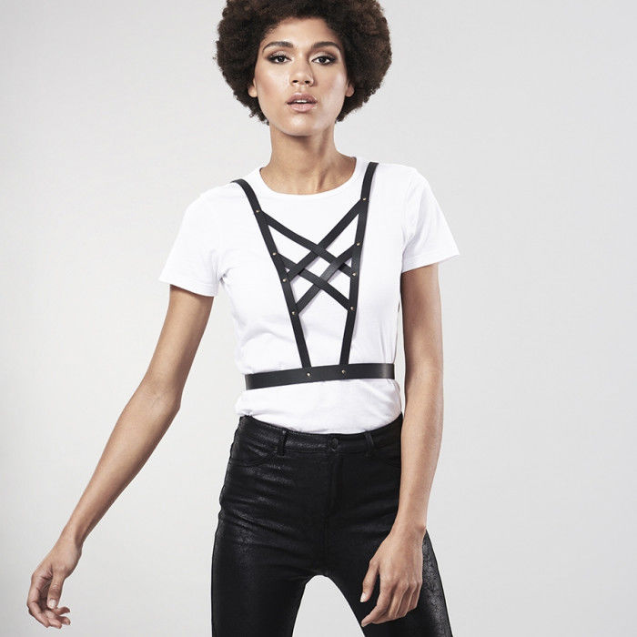 Bijoux Indiscrets Maze Crossed Harness - Arnés Erótico Negro One Size