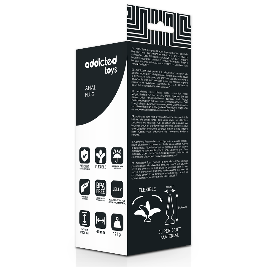 Plug Anal Addicted Toys 14.5 cm Negro - TPR Hipoalergénico