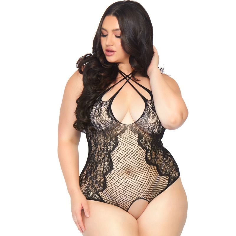 Leg Avenue Teddy Encaje Floral Cuello Alto Talla 1X-2X