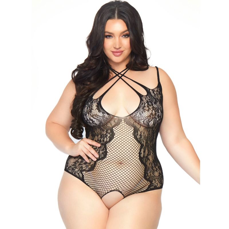 Leg Avenue Teddy Encaje Floral Cuello Alto Talla 1X-2X